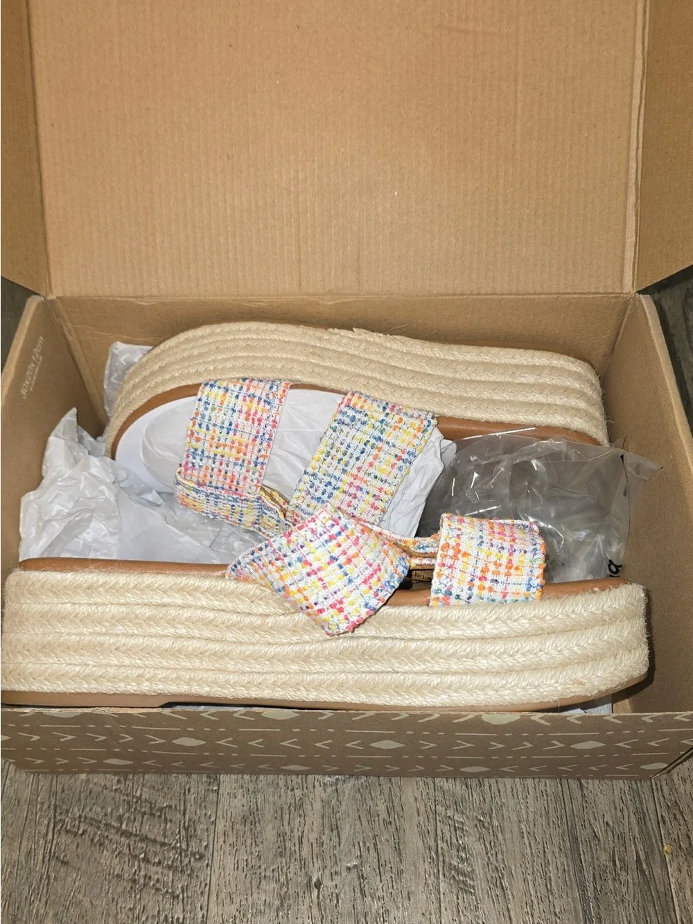 Zodiac Multicolor Tweed Espadrille Platform Slides